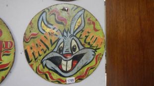 A 'Have Fun' Bugs Bunny traditional sign.