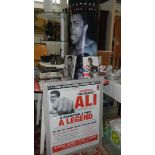 A collection of boxing memorabilia including framed and glazed Muhammad Ali poster,