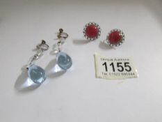 2 pairs of vintage earrings, one pendant and one screw.