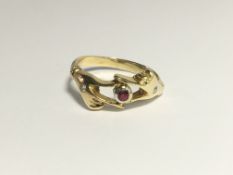 A 14ct gold sapphire and diamond 'Hand of Fatima' ring, size L.