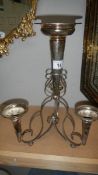 A silver plate 4 trumpet epergne.