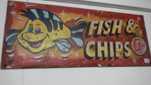 A Fish and Chips fairground sign