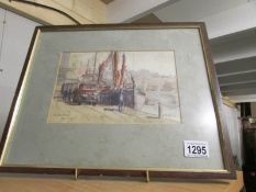 A framed and glazed watercolour entitled S B Ardwina, Ipswich Dock and initialed A.M.W 1965.