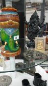 4 elephant related items including Indian Deity.