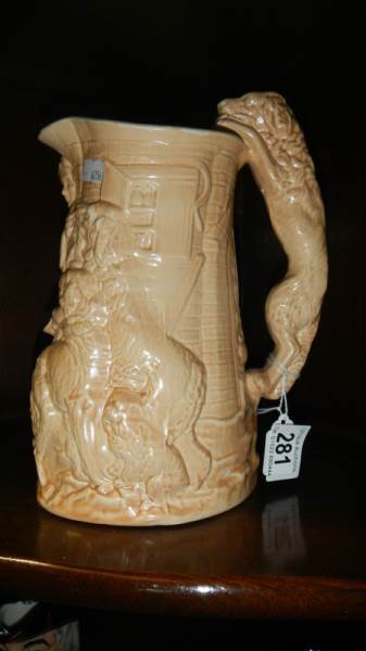 A reproduction Samuel Allcock 'Old Feeding Time' jug.