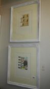 A pair of signed watercolour cartoon illustrations,