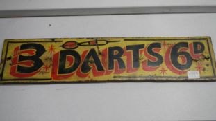 A '3 darts 6d' sign.