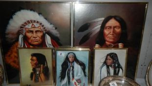 2 large and 4 small prints of American Indians.