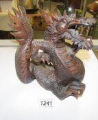 A carved wood dragon,
