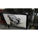 A 3 drawer chest depicting Marylin Monroe.