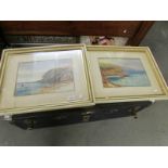 A pair of framed and glazed coastal watercolours signed John Thorley, 1899.