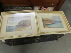A pair of framed and glazed coastal watercolours signed John Thorley, 1899.