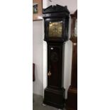 A brass faced long case clock marked W Barnard, Newark.
