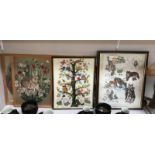 5 framed animal related embroidery pictures