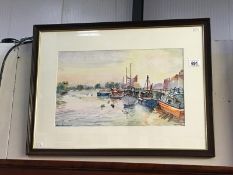 A Brayford pool watercolour by Gordon Cumming 1977