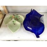 An art glass dish & a Carlton ware dish