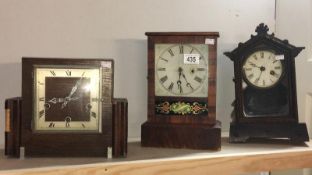 3 wood cased mantel clocks including 30 day German movement