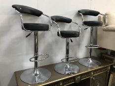 3 chrome swivel bar stools