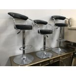 3 chrome swivel bar stools