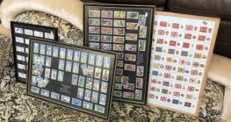 4 sets of framed cigarette cards