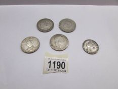 4 silver coins including 1902 crown, 1820 crown,