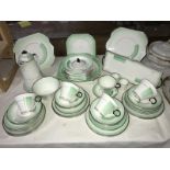 A green and white Shelley tea set.