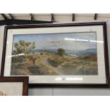 A framed & glazed print of a hillside farm (original was by Rex N.