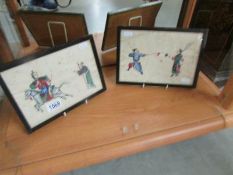 A pair of framed and glazed paintings on rice paper.