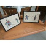 A pair of framed and glazed paintings on rice paper.