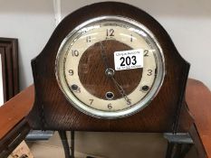 An oak case Bentima mantel clock (no key)