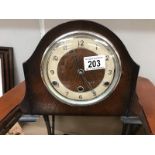 An oak case Bentima mantel clock (no key)