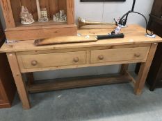 A 2 drawer pine butchers table