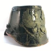 A late 19th/ early 20th century Imperial German Prussian Jager Shako with helmet plate (cockade and