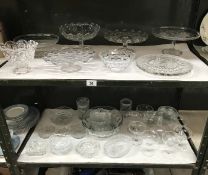 A collection of glass items including 5 cake stands