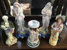 5 porcelain figurines (1 bisque)