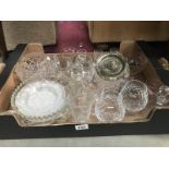 A quantity of glass and crystal including 6 etched gin glasses (1 A/F)