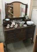 An inlaid mahogany Edwardian dressing table