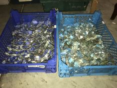 2 crates of glass chandelier droppers.