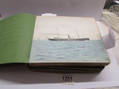 3 Edwardian autograph/notebooks containing numerous original sketches, watercolours,