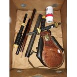 A quantity of musical instrument parts including reeds & drones etc.