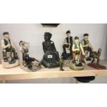 A quantity of ceramic & brass miners figures including Saxony