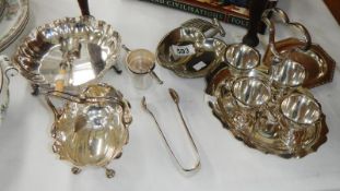 A quantity of silver plate including trays, sweetmeat dish & egg cup stand etc.