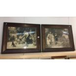 2 wood framed traditional prints including children with horse