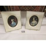 2 ivorex framed miniature portraits.