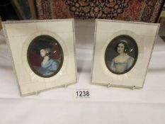 2 ivorex framed miniature portraits.