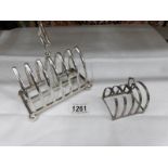 A silver toast rack (48 grams) and a silver plated toast rack.