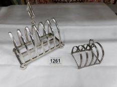 A silver toast rack (48 grams) and a silver plated toast rack.