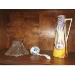 A Royal Burslem vase circa 1950's 'The Crinoline lady' a 19th century ladle & light shade