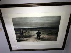 A framed and glazed print 'Snipe shooting'.