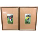 A pair of watercolour and gouache paintings of the Jockey A Smith signed by Kathleen M Sisterson M